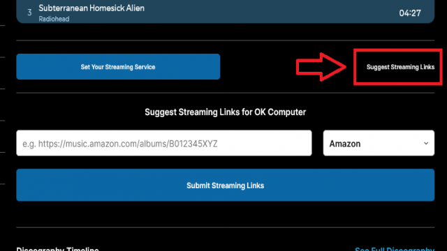 Submit Links to Streaming Services
