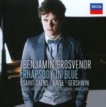 Album cover for Rhapsody in Blue by Benjamin Grosvenor / James Judd / Royal Liverpool Philharmonic Orchestra