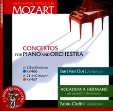 Album cover for Mozart: Piano Concertos Nos. 20 & 21 by Bart van Oort / Fabio Ciofini / Accademia Hermans
