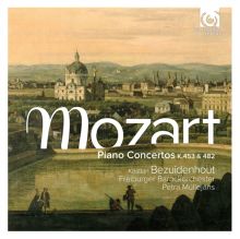 Album cover for Mozart: Piano Concertos, K. 453 & 482 by Kristian Bezuidenhout / Petra Müllejans