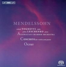 Album cover for Mendelssohn: Concerto for Violin and Piano; Octet by Polina Leschenko / Richard Tognetti / Australian Chamber Orchestra