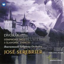 Album cover for Dvorák: Symphonies Nos. 2 & 3; Slavonic Dances by José Serebrier / Bournemouth Symphony Orchestra