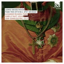 Album cover for Beethoven: Piano Trios Opp. 70/2 & Op. 97 "Archduke" by Isabelle Faust / Alexander Melnikov / Jean-Guihen Queyras