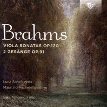 Album cover for Brahms: Viola Sonatas, Op. 120; 2 Gesange, Op. 91 by Luca Sanzò / Sara Mingardo / Maurizio Paciariello