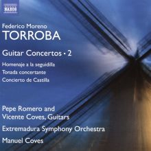 Album cover for Federico Moreno Torroba: Guitar Concertos, Vol. 2 by Vicente Coves / Pepe Romero / Manuel Coves