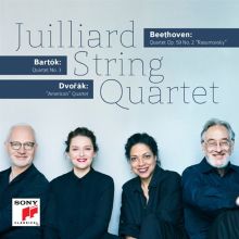 Album cover for Beethoven: Quartet Op. 59 No. 2 "Rasumovsky"; Bartók: Quartet No. 3; Dvorák: "American" Quartet by Juilliard String Quartet