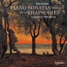 Album cover for Brahms: Piano Sonatas Nos. 1 & 2; Rhapsodies Op. 79 by Garrick Ohlsson