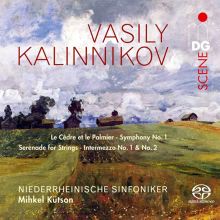 Album cover for Vasily Kalinnikov: Le Cèdre et le Palmier; Symphony No. 1; Serenade for Strings; Intermezzo No. 1 & No.2 by Mihkel Kütson / Niederrheinischen Sinfoniker