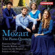 Album cover for Mozart: The Piano Quartets by Federico Colli / Francesca Dego / Laura van der Heijden / Timothy Ridout