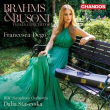 Album cover for Brahms & Busoni: Violin Concertos by Francesca Dego / Dalia Stasevska / BBC Symphony Orchestra
