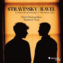 Album cover for Stravinsky: Le Sacre du printemps; Ravel: Ma mère l'Oye by Pavel Kolesnikov / Samson Tsoy
