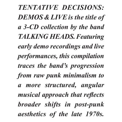 Talking Heads: Tentative Deci Tracks & Reviews | AllMusic